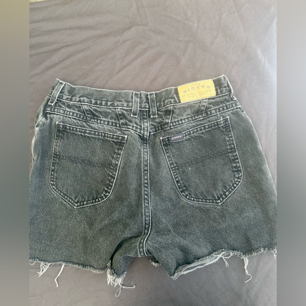 RIDER DENIM Vintage Black Distressed Loose Fit Jean Shorts/Jorts